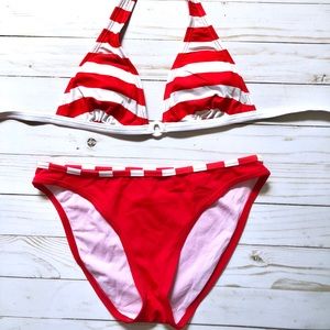 💵5 FOR $25💵 Hula Honey Striped Red/ White Bikini